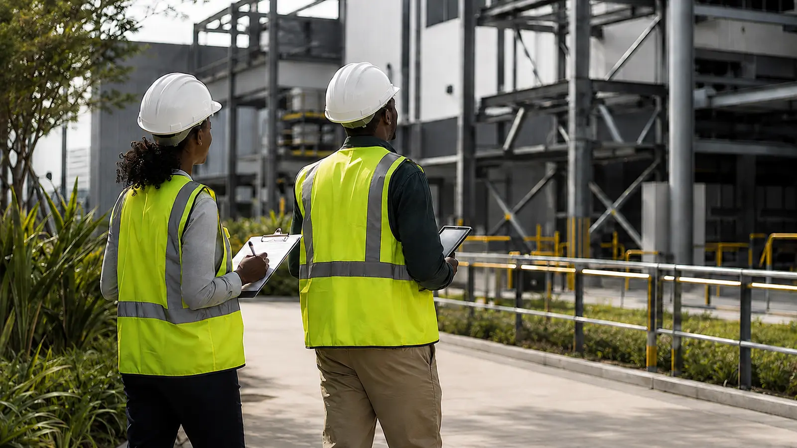 Safety professionals conducting a site inspection